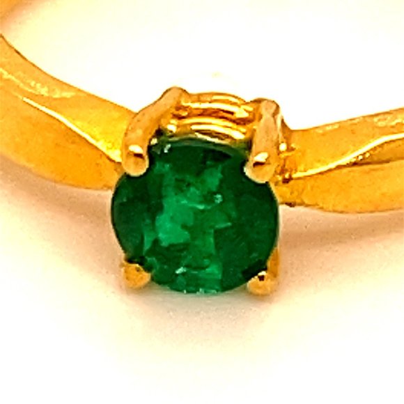 Emerald .49ct Solid 22K Yellow Gold Ring - Picture 6 of 6